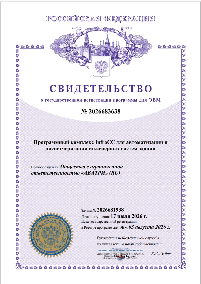 Свидетельство о гостудартсвенной регистрации программы для ЭВМ INFRA CC.jpg